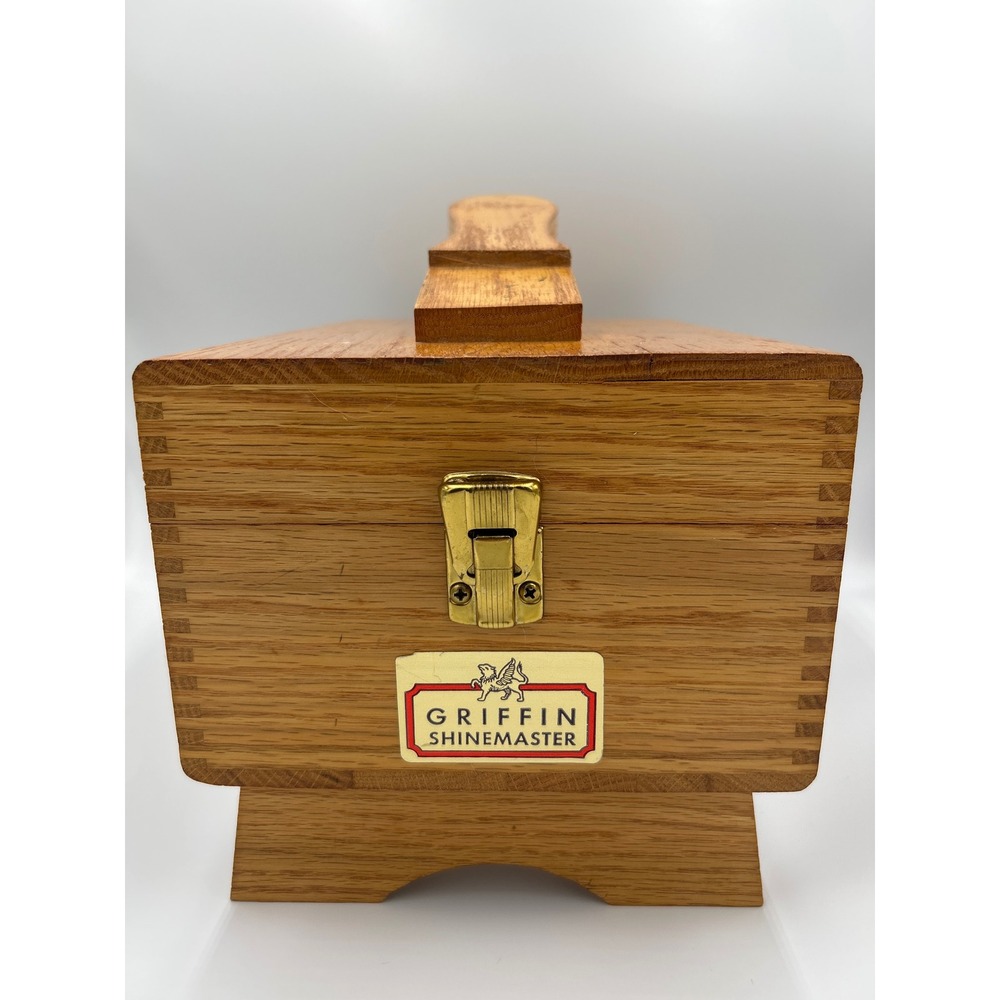Vintage Griffin Shinemaster Wooden Shoe Shine Box Valet with Footrest Handle